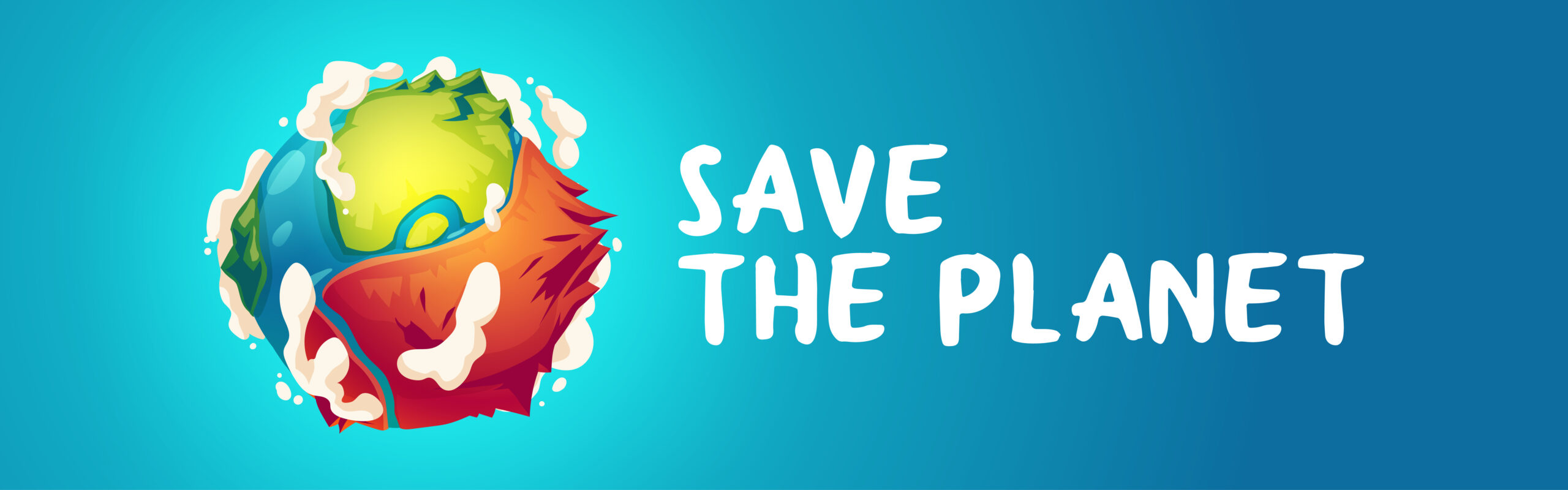 Save planet banner with Earth globe with dry part